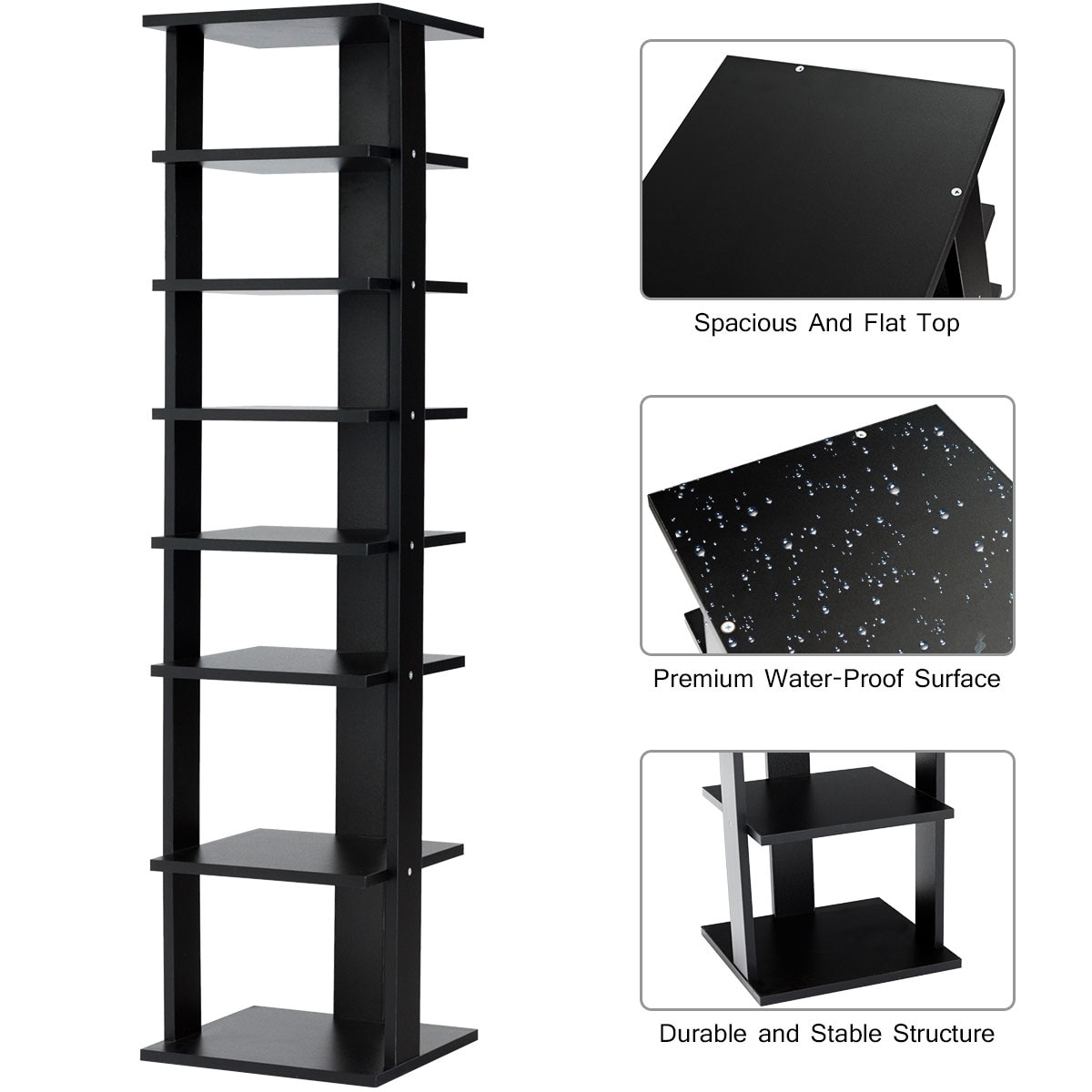 7-Tier Dual Shoe Rack Free Standing Shelves Storage Shelves Concise-Black -  18 x 10.5 x 43.5 - Bed Bath & Beyond - 28430741