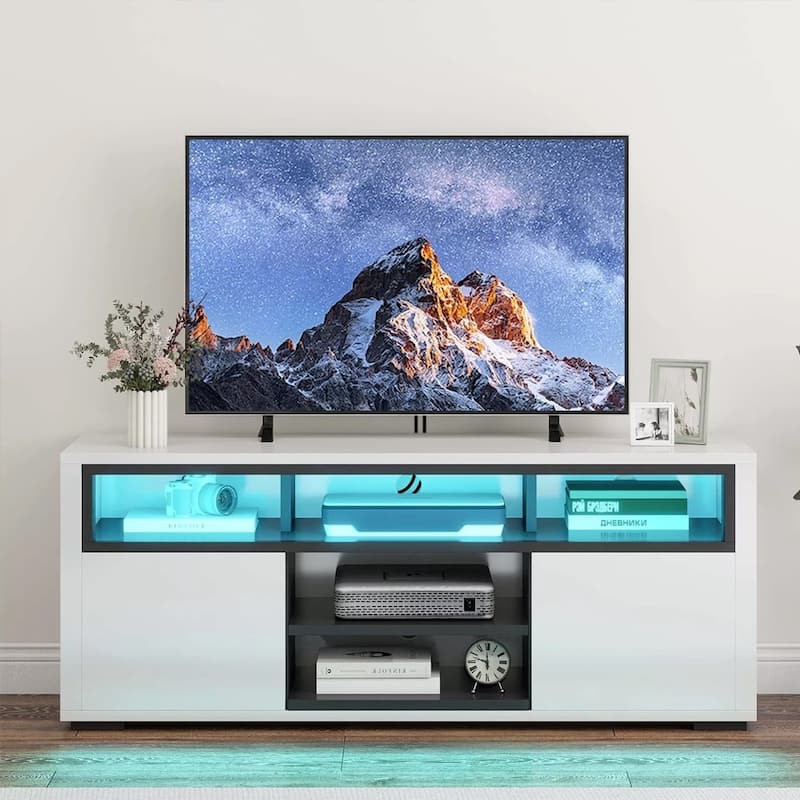 TV Stand With LED Lights for 35 to 55" TVs Storage Cabinet - 50 inches