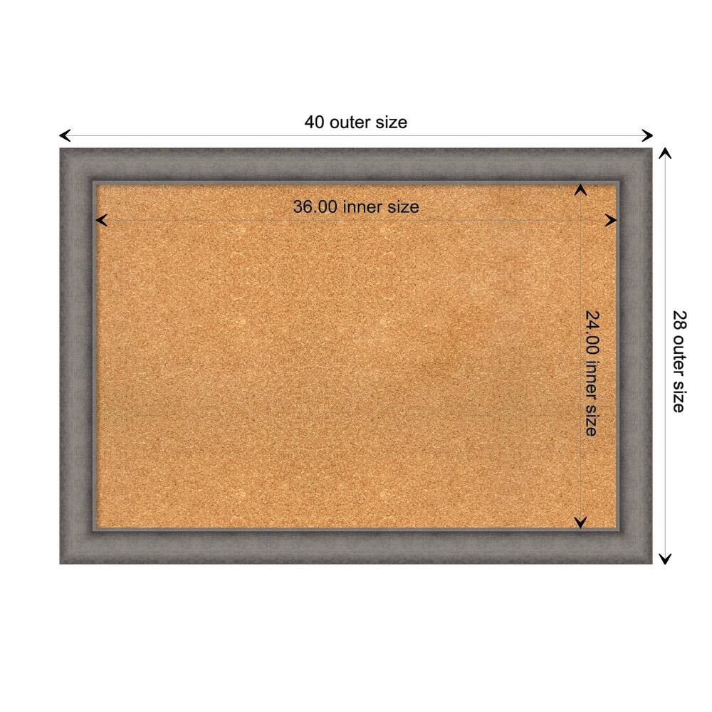 Burnished Concrete Wood Framed Natural Corkboard Bulletin Board