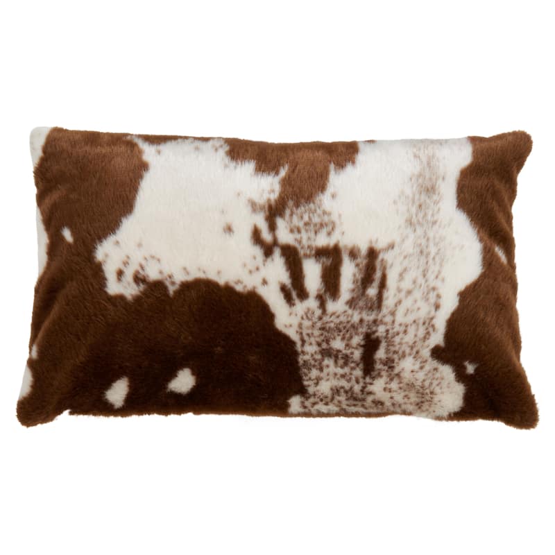 Urban Faux Cowhide Poly Filled Throw Pillow - 14"x22" - Polyester - Brown