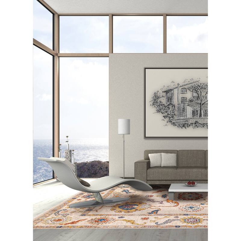 ECARPETGALLERY Hand-knotted Modern Oushak Ivory Wool Rug - 8'1 x 10'1