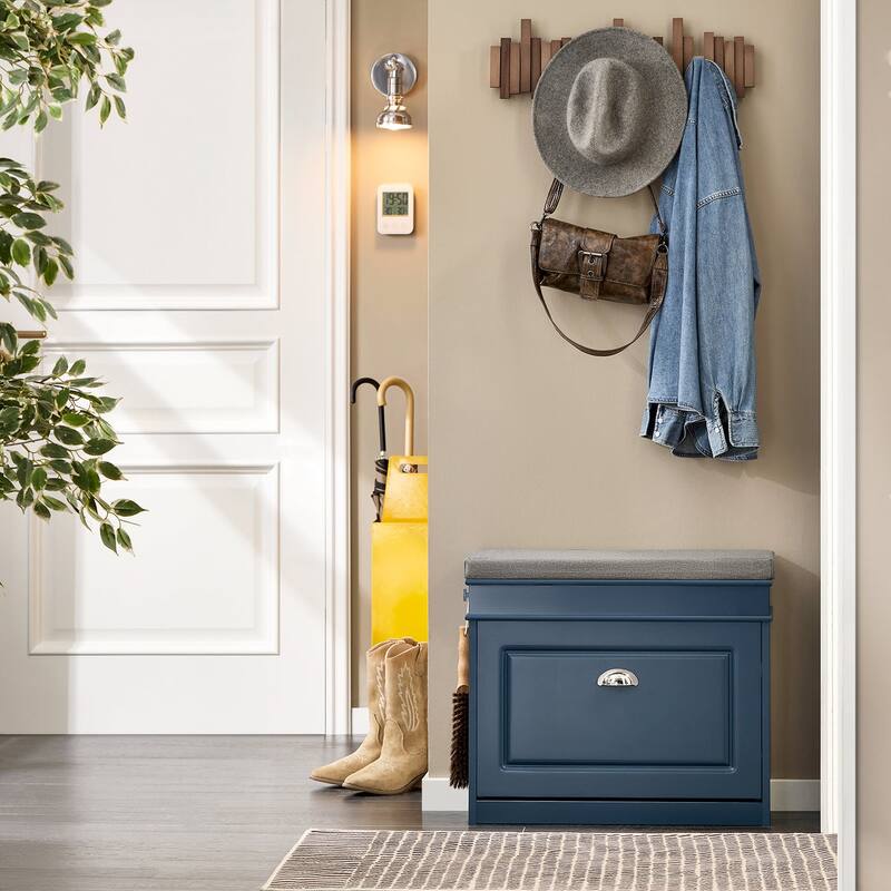 SoBuy FSR82-L-W, Hallway Shoe Bench Storage Cabinet With Flip-Drawer