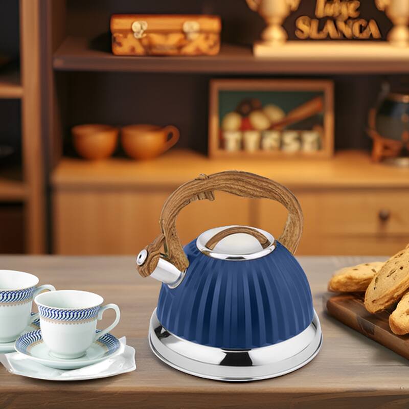 Lorren Home Trends Stovetop Tea Kettle 3L/12 Cups, Whistling Spout. - Blue