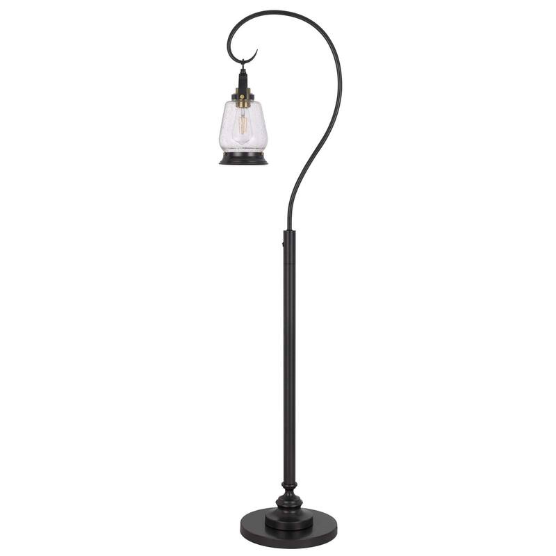60W Terni floor lamp with bubbled glass and rocker switch on pole - One Size