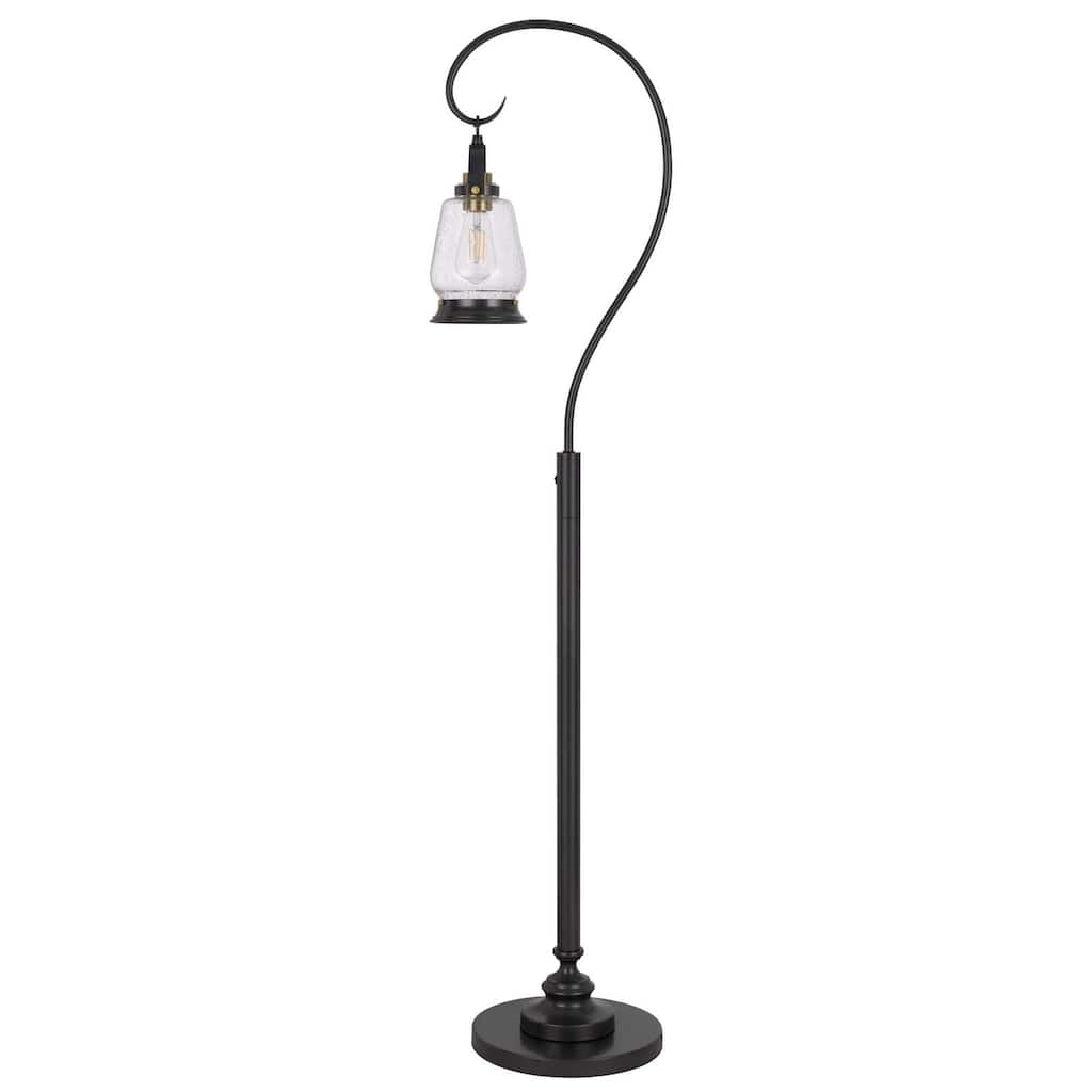 60W Terni floor lamp with bubbled glass and rocker switch on pole - One Size