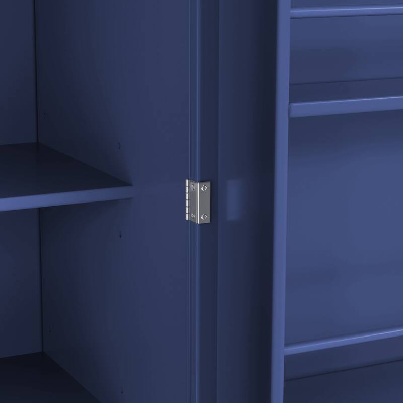 77" Farmhouse Kitchen Pantry, Freestanding Tall Cabinet with Adjustable Shelves, Door Racks & Drawers for Dining Room