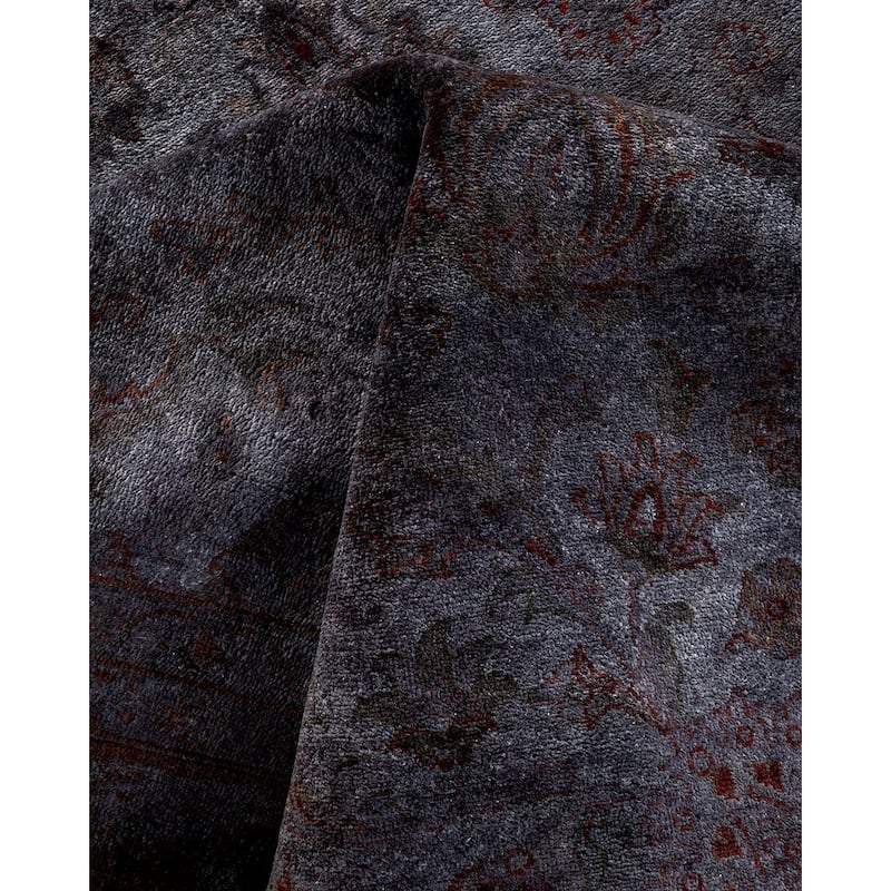 Overton Hand Knotted Wool Vintage Inspired Modern Contemporary Overdyed Gray Area Rug - 8' 4" x 10' 4"