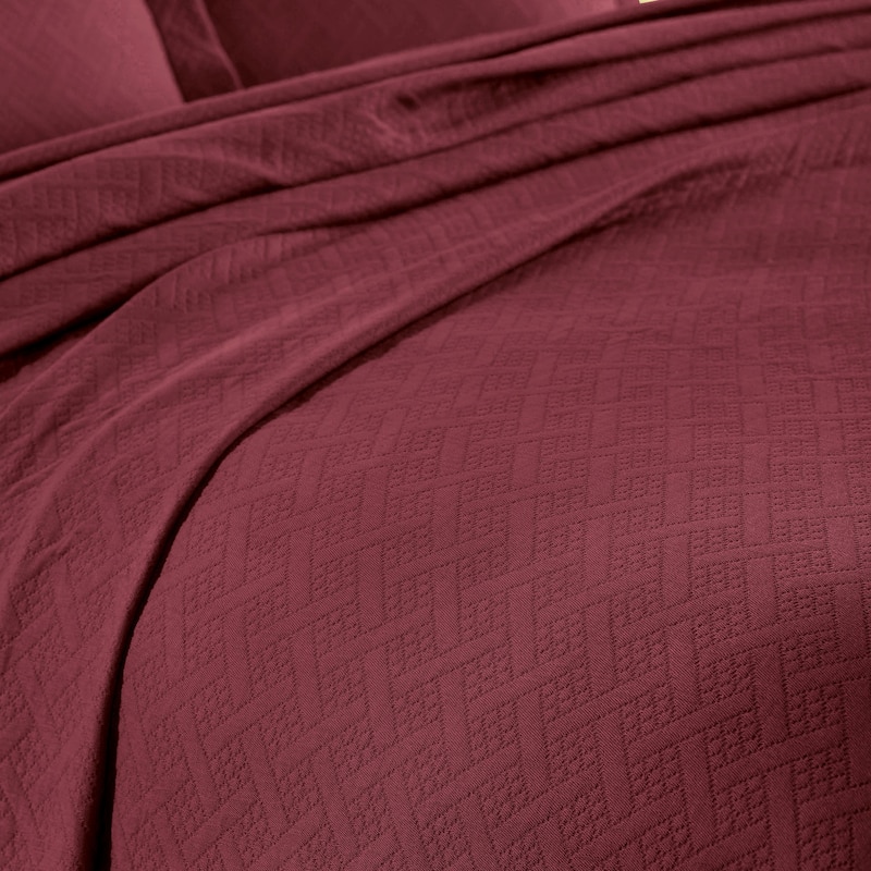 Superior Basketweave Cotton Decorative Bedspread Set