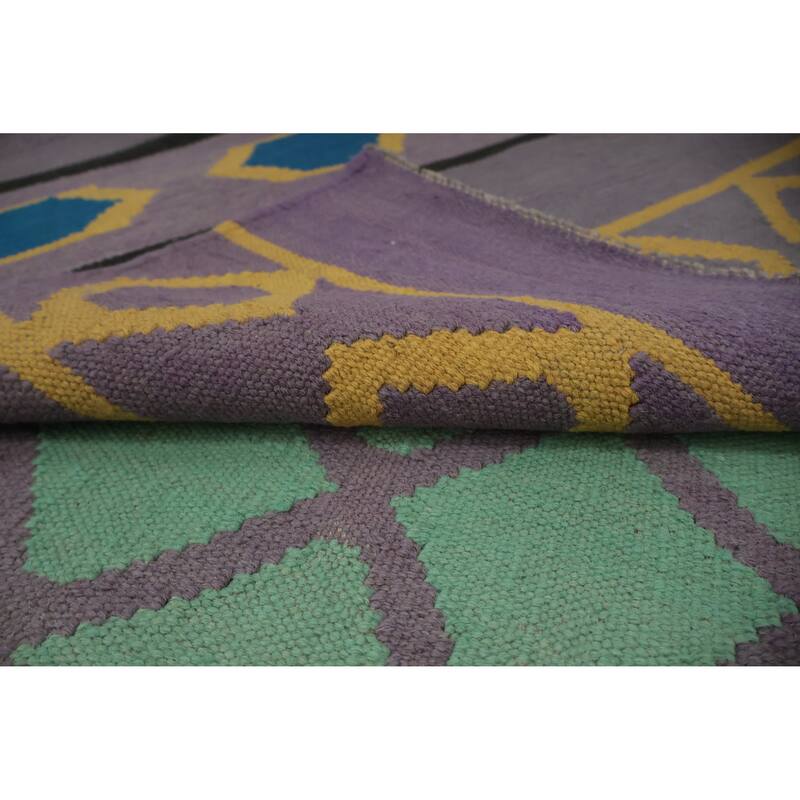 Hand Woven Oriental 100% Wool Carpet Southwestern Tribal Multi-Colored Kilim Area Rug - 12' 4'' X 9' 1''
