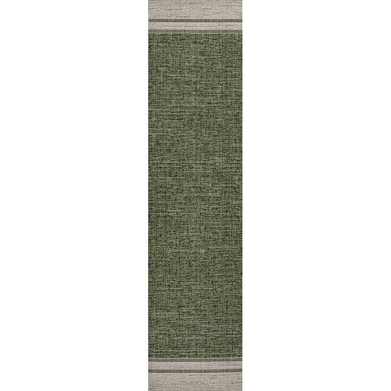 JONATHAN Y Darcy Modern Minimalist Mingled Solid Black/Cream Indoor/Outdoor Area Rug - 2 X 8 - Green/Cream