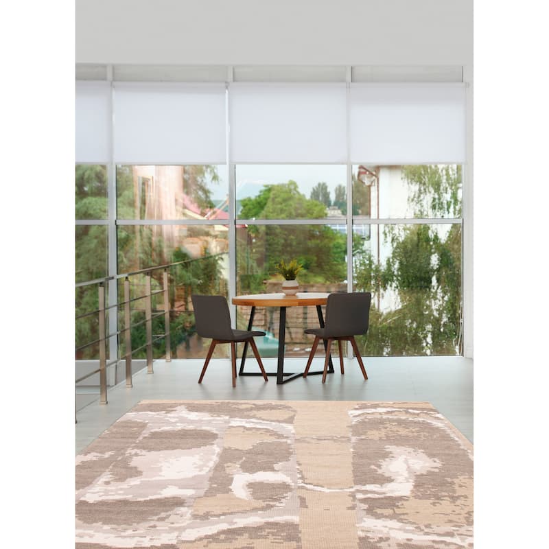 ECARPETGALLERY Hand-knotted Tangier Khaki Viscose, Wool Rug - 8'0 x 9'11