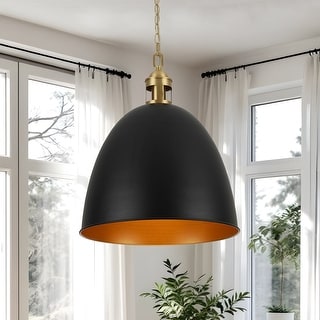 Mid-Century Modern 1-Light Bell Dome Large Pendant Light 17.7in