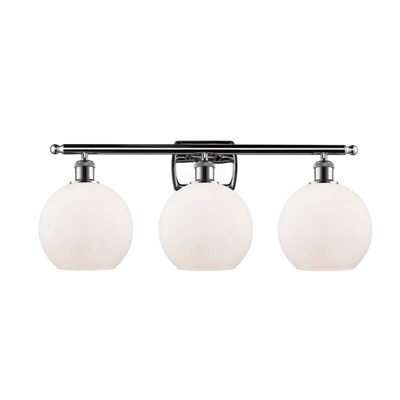 Innovations Lighting Athens 3 Light 26" Bath Vanity Light - 8" Shade - Polished Chrome/Matte White
