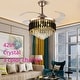 preview thumbnail 1 of 7, 42 Inch 4-Blade Glam Crystal Polished Gold Retractable Ceiling Fan - 42"