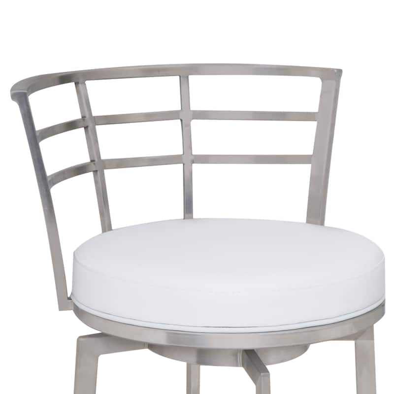 Armen Living Viper Faux Leather and Stainless Steel Swivel Counter Stool
