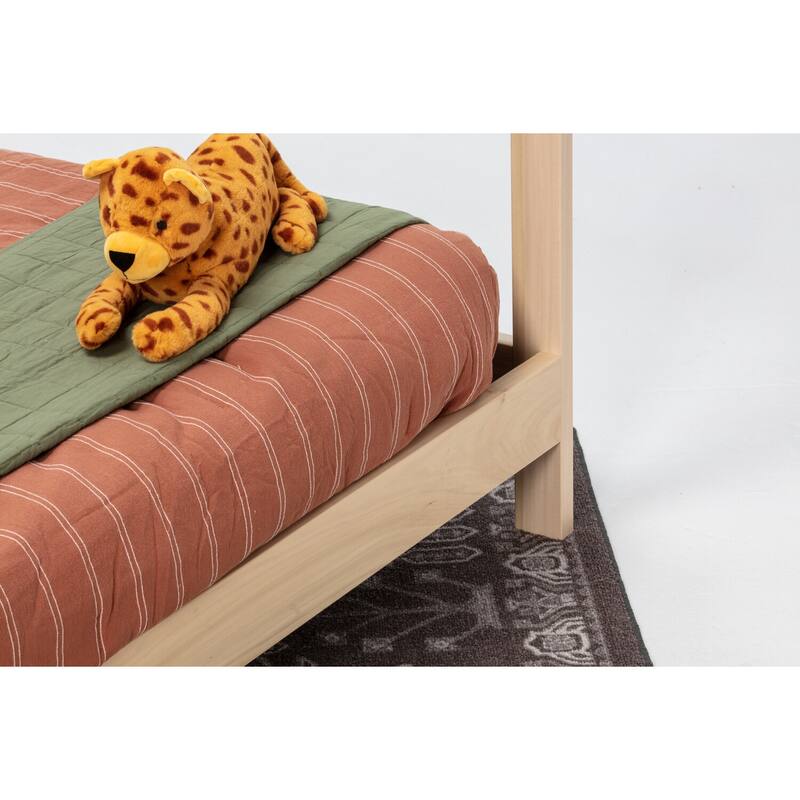 Farmhouse Full Size House Bed - Raised Panel Design, Solid Wood Frame, Kids Bed