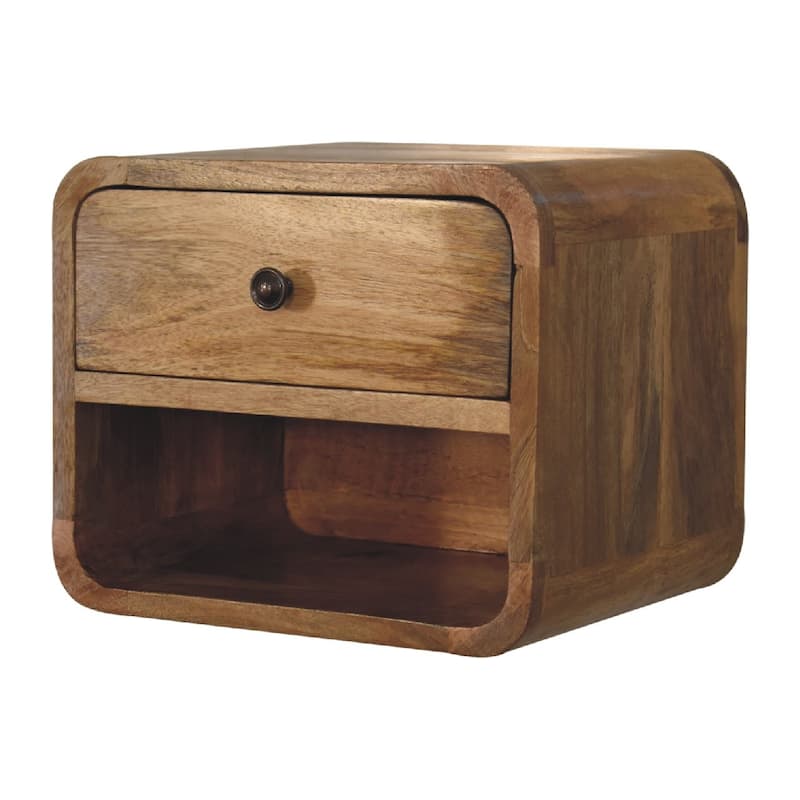 HomeRoots 12" Oak Solid Wood One Drawer Floating Nightstand