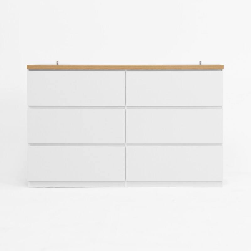 6-Drawer Wood Storage Cabinet, Wide Dresser and Organizer for Bedroom, Living Room