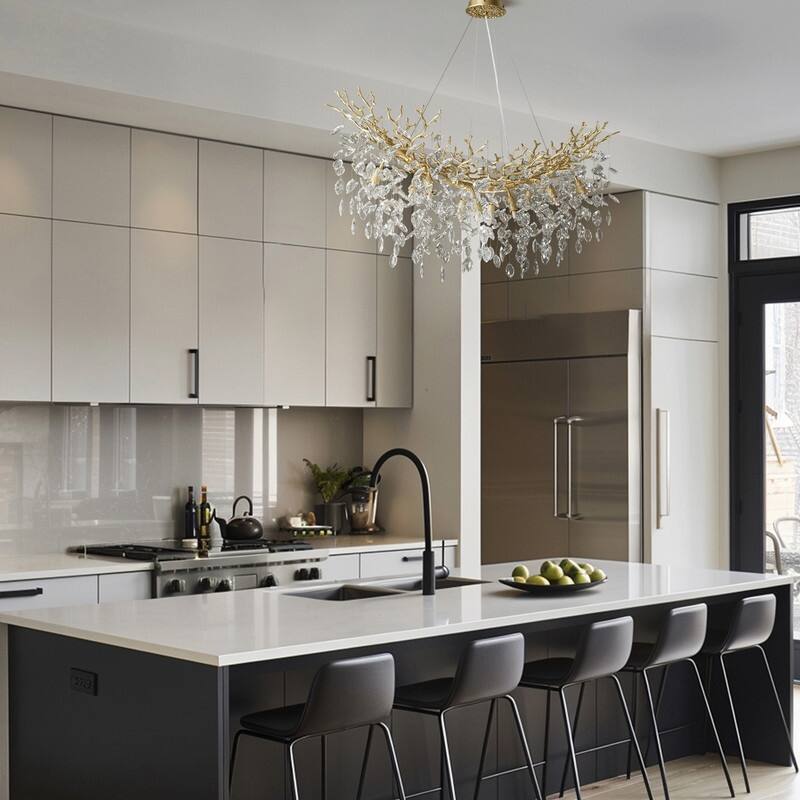 Modern Branch Crystal Linear Chandelier, 1100-1830mm Dining Pendant Light