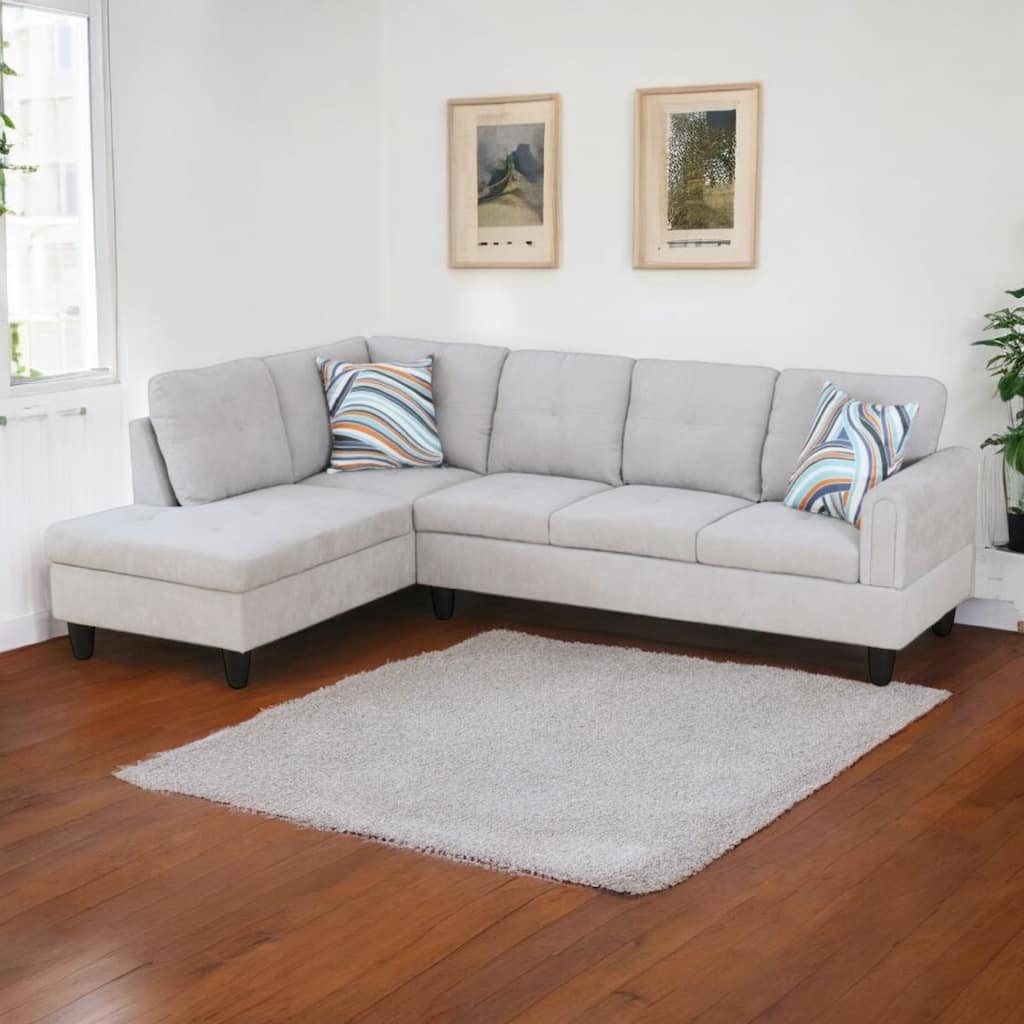 KISRAIS 97" Wide 2-Piece Flannel Sectional Sofa for Small Spaces