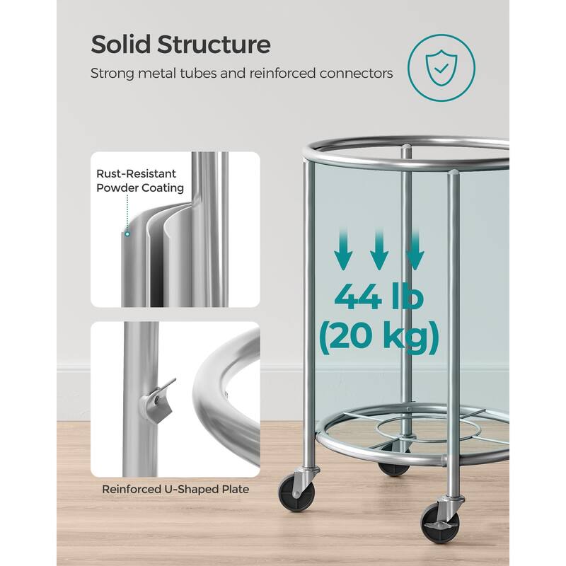 Laundry Basket with Wheels,Rolling Laundry Hamper,29 Gal,Round Laundry Cart with Steel Frame & Removable Bag 4 Casters 2 Brakes