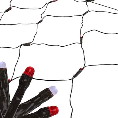 2'x8' Red White Micro LED Net Style Tree Trunk Lights Brown Wire
