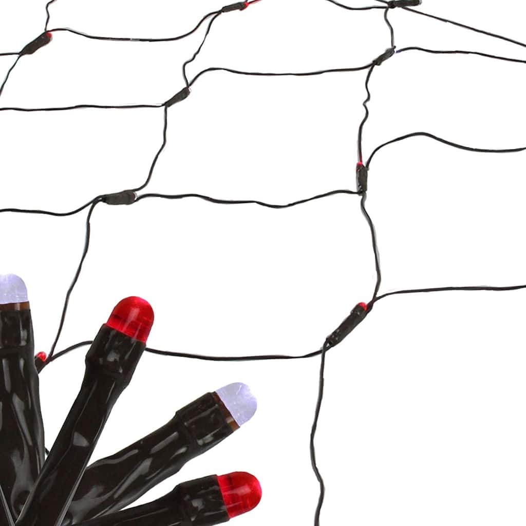 2'x8' Red White Micro LED Net Style Tree Trunk Lights Brown Wire