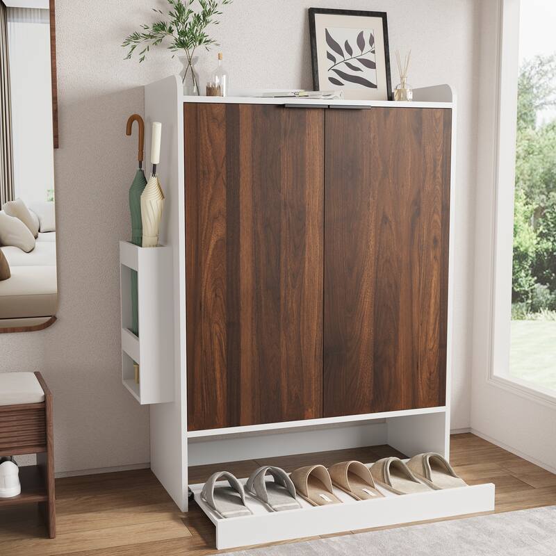 6-Tier Shoe Storage Cabinet with Slide Out Shelf and Umbrella Stand