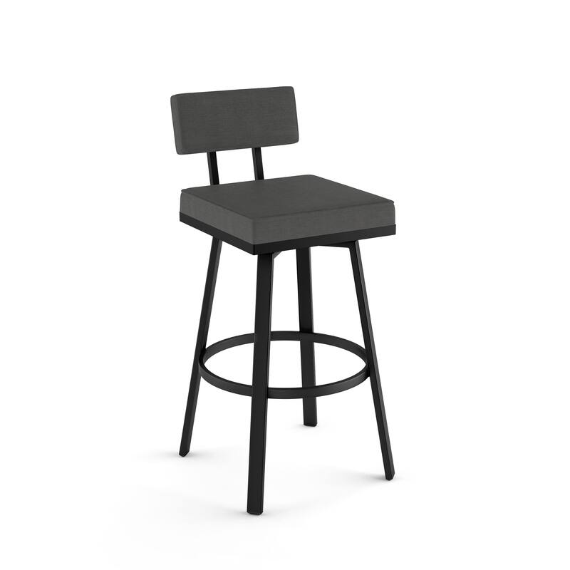 Amisco Staten Swivel Counter & Bar Stool - Dark Grey PVC / Black Metal - Counter Height