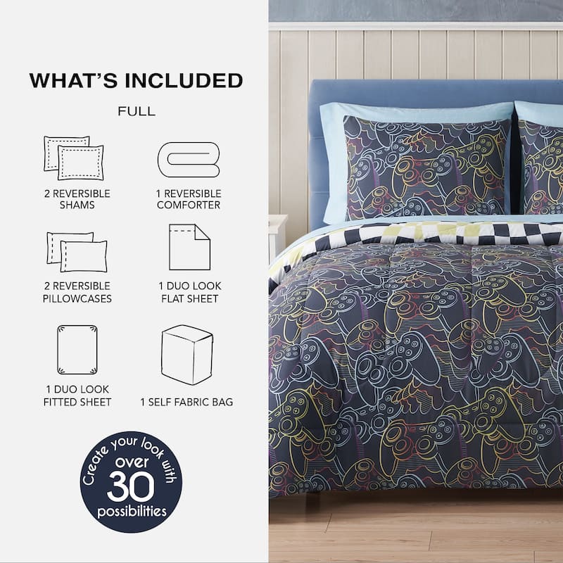 Gamer Juvenile Bed in a Bag - Full - Multicolor