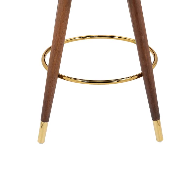 COOLMORE Vintage Upholstered Bar Stools with Backrest and Footrest, Fixed Height 360° Rotation for Kitchen, Dining, Home Bar
