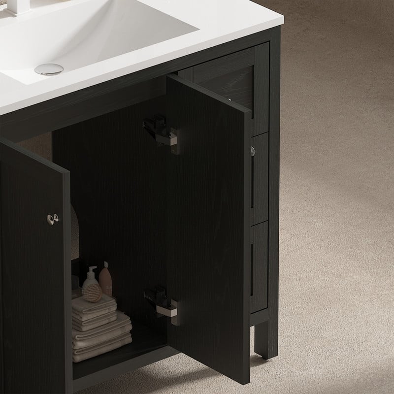 Bathroom Vanity with Top Sink Freestanding Vanity Set with Mirror Cabinet