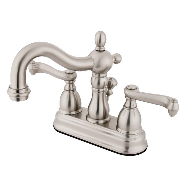 Kingston Brass KS160.FL Heritage 1.2 GPM Centerset Bathroom Faucet with Pop-Up Drain Assembly and Metal Handles