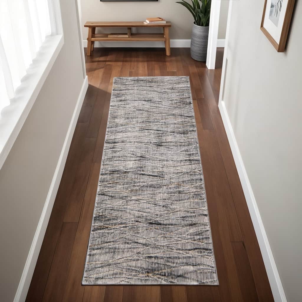 HomeRoots Abstract Casual Runner Area Rug - 87.00 in. x 30.00 in. x 0.47 in.