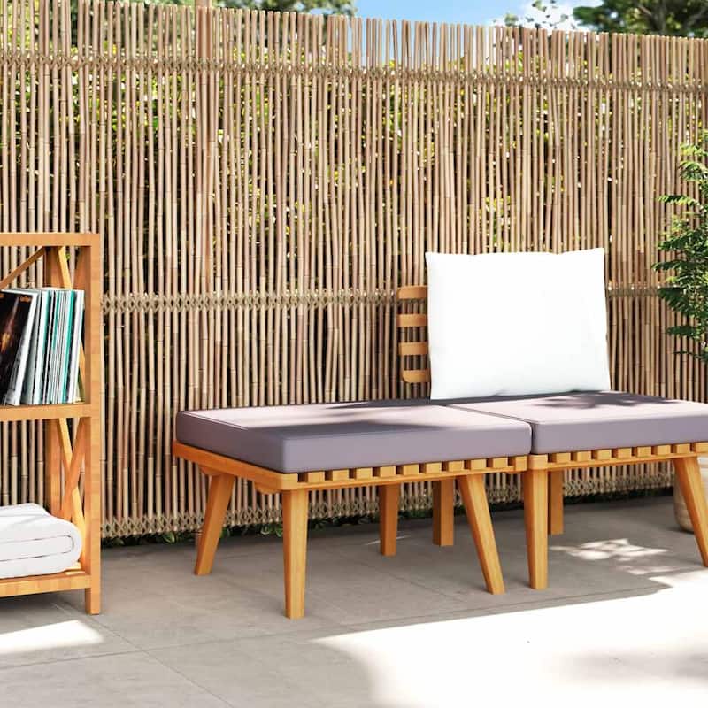 vidaXL Patio Footstool with Cushion 23.6"x23.6"x11.4" Solid Acacia Wood - 23.6" x 23.6" x 11.4"