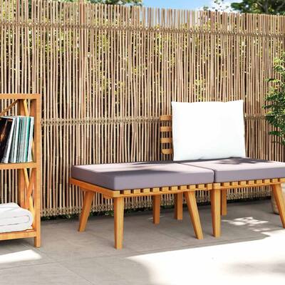 vidaXL Patio Footstool with Cushion 23.6"x23.6"x11.4" Solid Acacia Wood - 23.6" x 23.6" x 11.4"