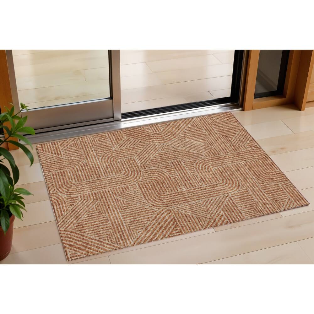 HomeRoots Abstract Transitional Rectangle Outdoor Rug