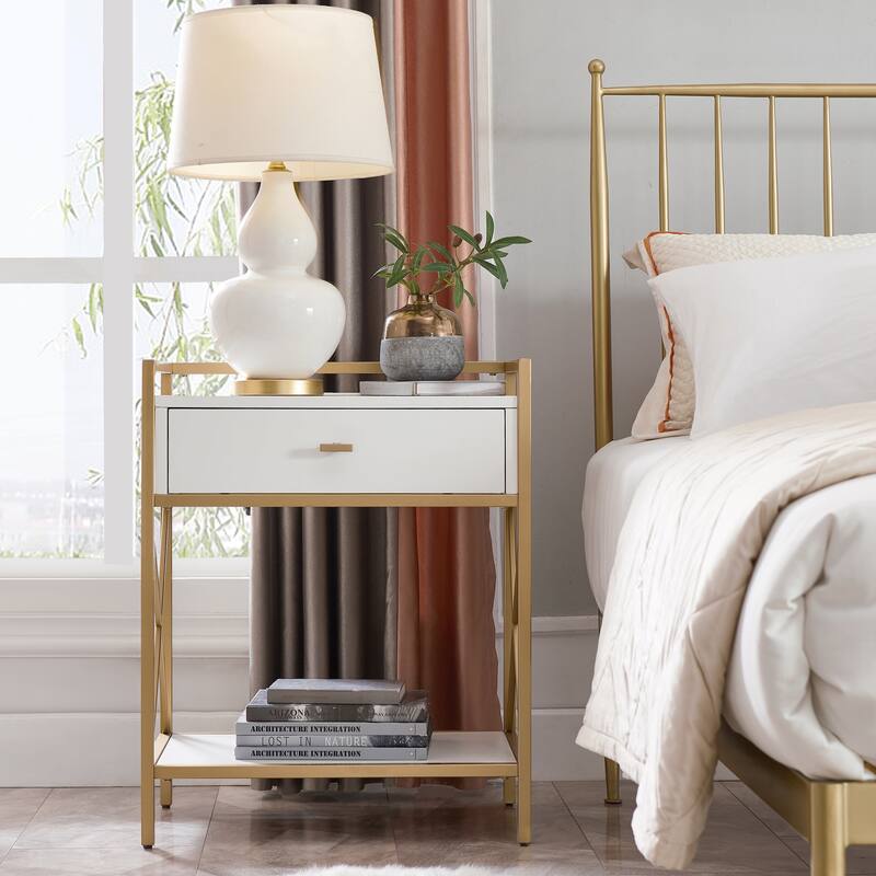 Contemporary Charging One Drawer Nightstand Side Table