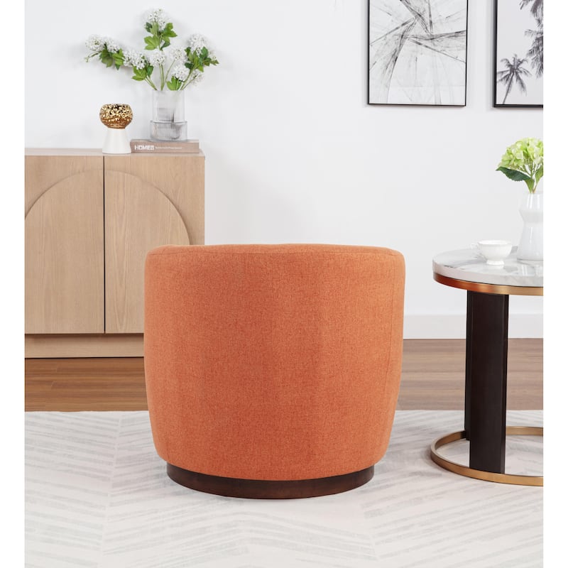 SEYNAR Modern Glam Boucle Fabric Round 360 Degree Swivel Barrel Chair Set of 2