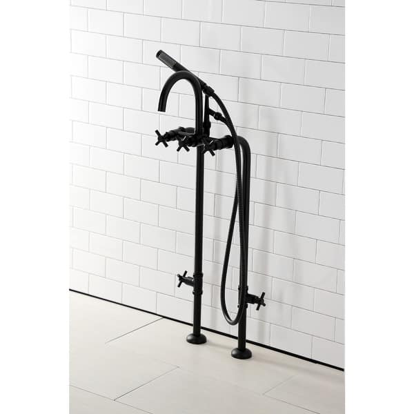 slide 2 of 42, Kingston Brass Concord Freestanding Tub Faucet with Supply Line Matte Black