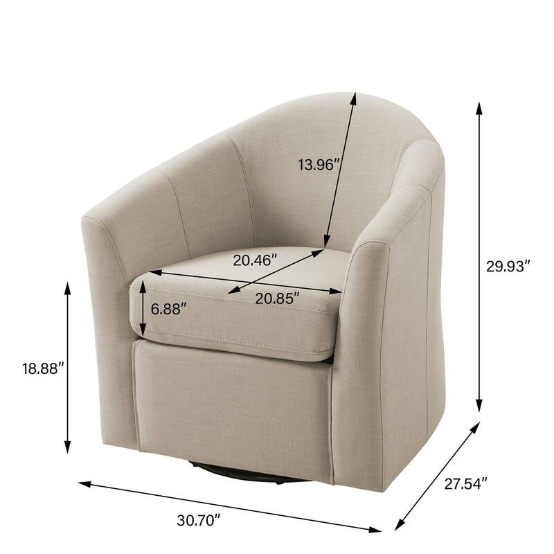 UIXE Swivel Barrel Accent Chair with Metal Base - 30.7"W x 29.9"H x 27.5"D