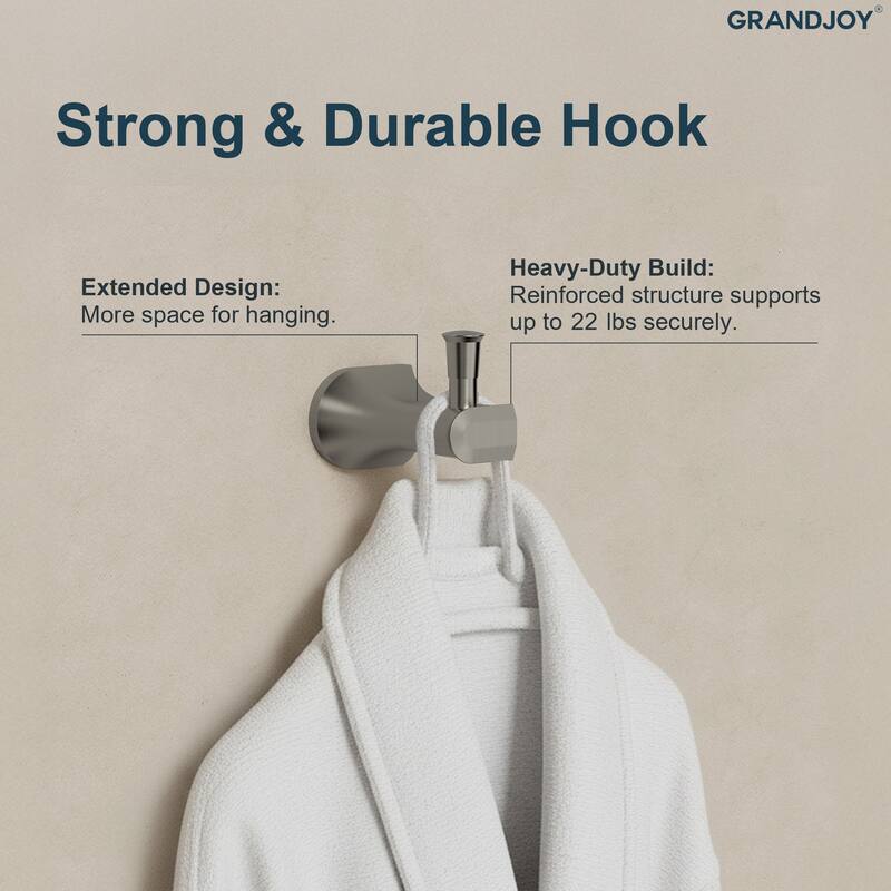 GRANDJOY 4-Piece Stainless Steel Bathroom Hardware Set with Wall Mount Double Towel Bar