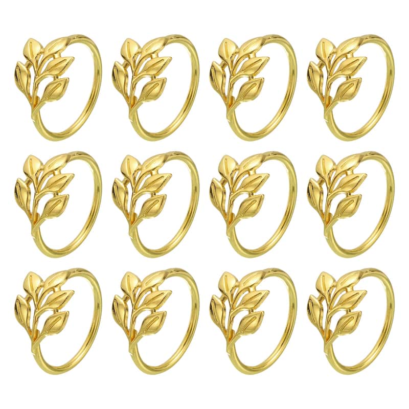 Leaf Napkin Rings, Table Napkin Holders Buckles for Decorations, Gold - 12 Pcs