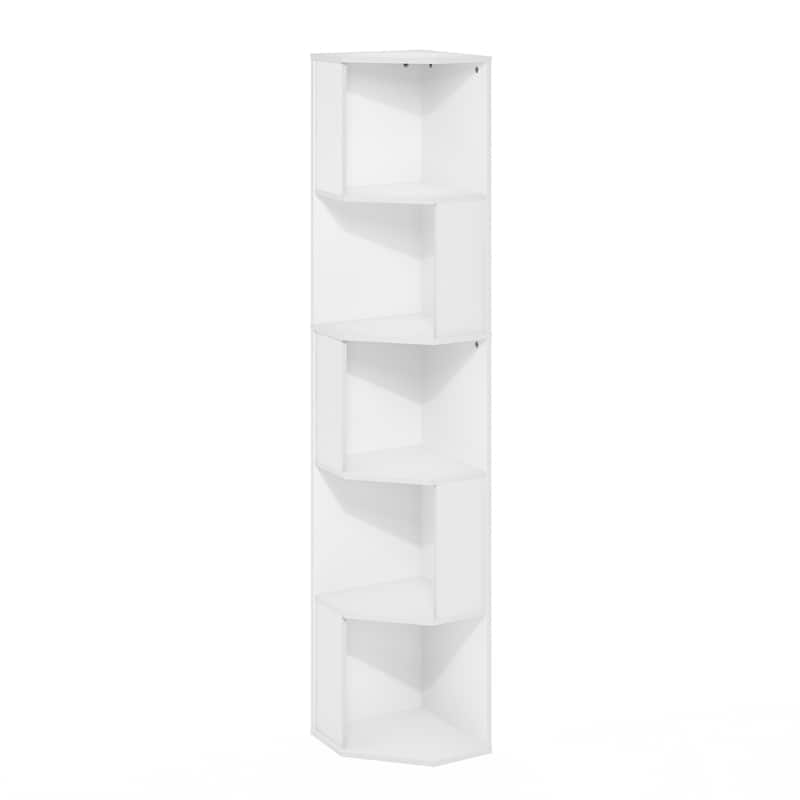 60.71 in. Tall White Wood 5-Shelf Bookcase