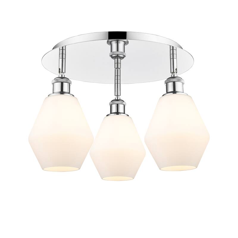 Innovations Lighting Cindyrella - 3 Light 18" Flush Mount - Cased Matte White/Polished Chrome