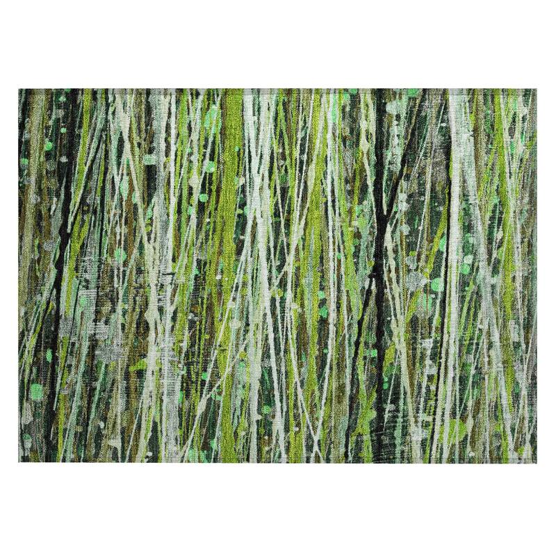 Machine Washable Indoor/Outdoor Abstract Stripes Chantille Rug