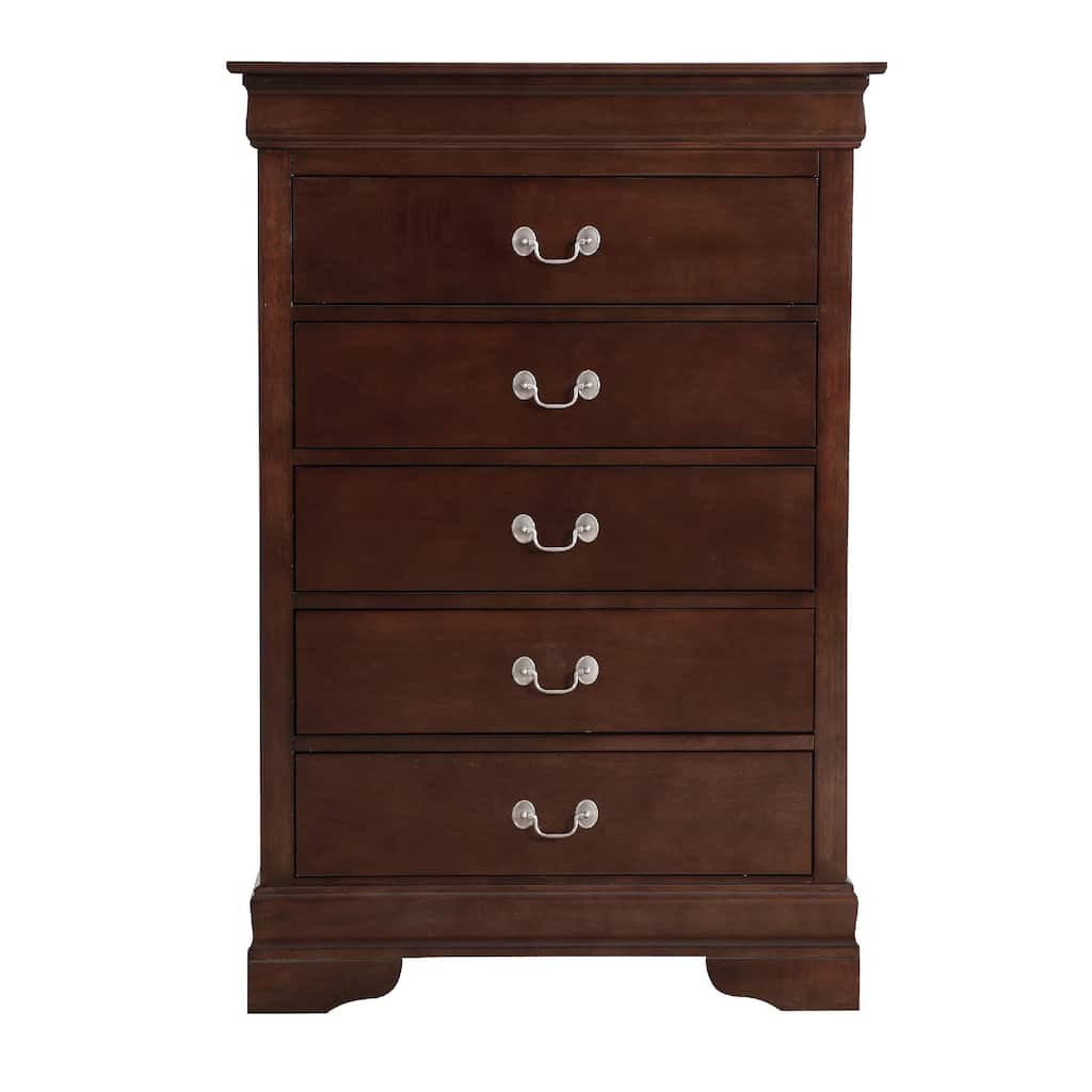 Wooden 5-Drawer Bedroom Chest - 48" - Dark Brown