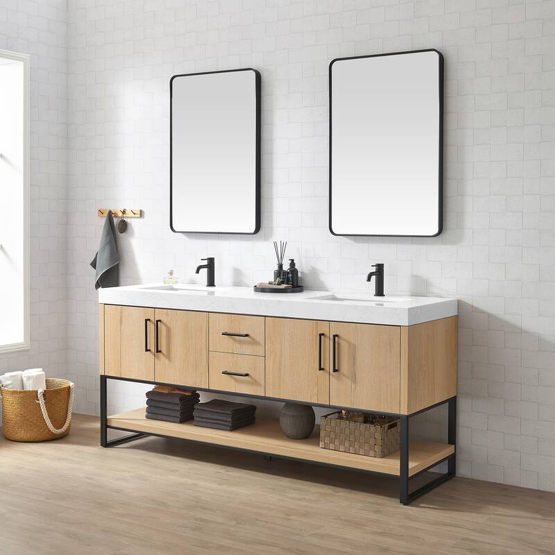 Kolkata Bathroom Vanity in Weathered Oak without Mirror