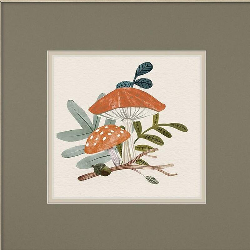 HomeRoots Set Of Two Amanita Mushroom Silver Framed Wall Art