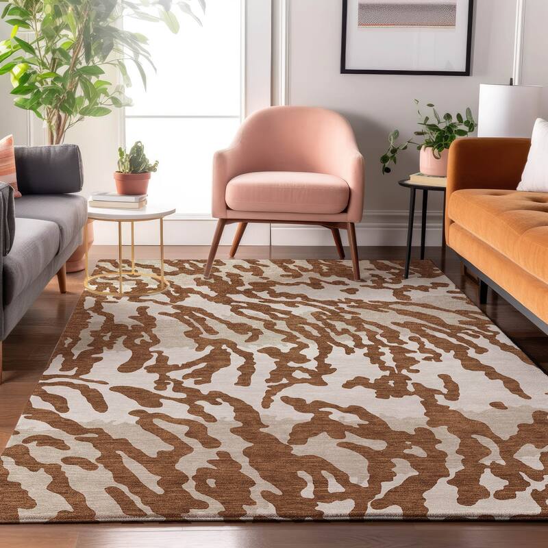 Premium Washable Super Soft Modern Tiger Mayfield Rug - Paprika - 9' x 12'